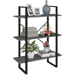 vidaXL Boekenkast met 3 schappen 80x30x105 cm massief grenenhout grijs