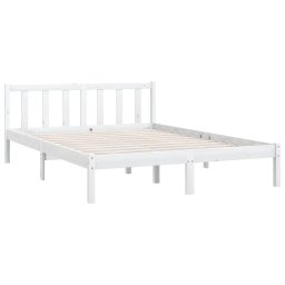 vidaXL Bedframe massief grenenhout wit 135x190 cm 4FT6 Double