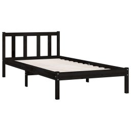 vidaXL Bedframe massief grenenhout zwart 75x190 cm