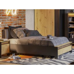 Bed SPLIT 120x200 cm zwart/artisan eik