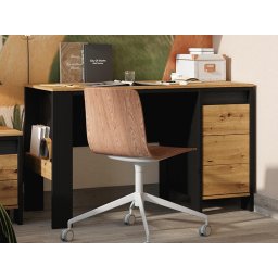 Bureau SPLIT 1 deur 1 lade zwart/artisan eik
