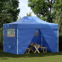 vidaXL Partytent met 4 zijwanden inklapbaar 3x4 m staal blauw
