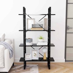 vidaXL Boekenkast met 4 schappen 80x30x140 cm bewerkt hout zwart