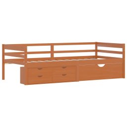 vidaXL Bedframe met lades en kast grenenhout honingbruin 90x200 cm