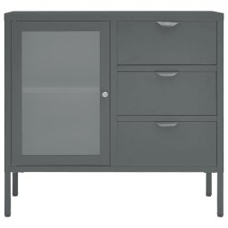 vidaXL Dressoir 75x35x70 cm staal en gehard glas antracietkleurig