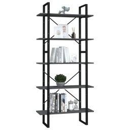 vidaXL Boekenkast met 5 schappen 80x30x175 cm bewerkt hout grijs