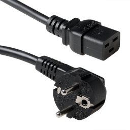 ACT AK5183 230V Stroomkabel Schuko CEE7/7 Male (Haaks)/C19 Zwart - 60 cm