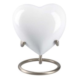 Elegance Hart Urn Glimmend Wit, inclusief Standaard (0.1 liter)