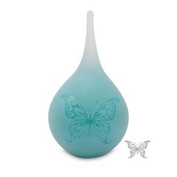 Medium Traan Urn Vlinder Frosted Turquoise (0.28 liter)
