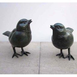 Zwaar Bronzen Merel Grafset - Groen Gepatineerd Brons