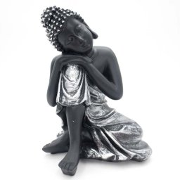 Dieren Urn Slapende Indische Buddha Zwart-Zilver (0.3 liter)