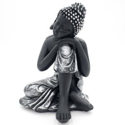 Dierenurn Slapende Indische Buddha Zwart-Zilver (0.3 liter)