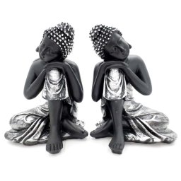 Slapende Indische Buddha Dierenurnen Voordeelset Zwart-Zilver (0.6 liter)