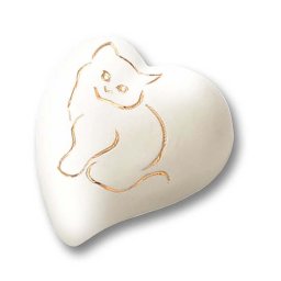 Platte witte Hart Urn, Gouden Kat (0.8 liter)