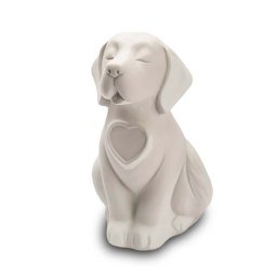 Honden urn of Asbeeld Hond Hartje Wit (0.8 liter)