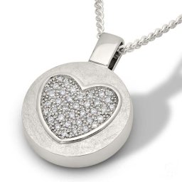 Zilveren Ronde Ashanger met Zirkonia Hart, inclusief Collier