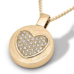 Gouden Ronde Ashanger met Briljanten Hart, inclusief Collier