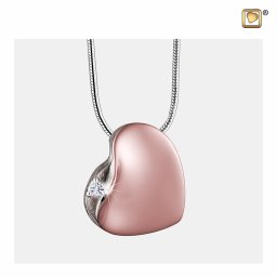 Ashanger LeaningHeart Rozegoud Zirkonia, met Design Slangencollier