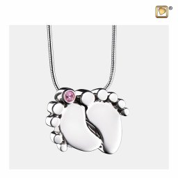 Ashanger Babyvoetjes Roze Swarovski, inclusief Design Slangencollier