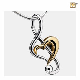 Ashanger Muzieksleutel Verguld Zilver Hart, inclusief Slangencollier