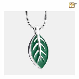Zilveren Groene Ashanger Elegant Leaf, inclusief Slangencollier