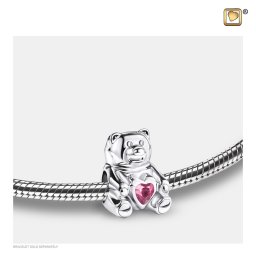 Zilveren LoveUrns Askraal Teddybeer Roze Kristal