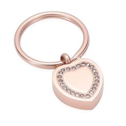 Sleutelhanger met Asbestemming Hart-Zirkonia Rozegoud