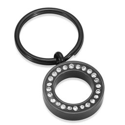 Sleutelhanger met Asbestemming Cirkel-Zirkonia Inktzwart