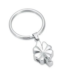 Sleutelhanger met Asbestemming Klaver-Zirkonia Zilver