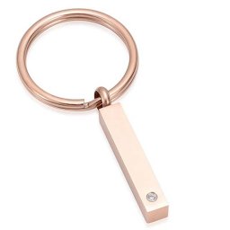 Sleutelhanger met Asbestemming Buisje-Zirkonia Rozegoud