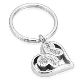 Sleutelhanger met Asbestemming Zirkonia Vlinder in Hartje, Zilver