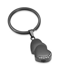 Sleutelhanger met Asbestemming Hartjes-Zirkonia Inktzwart