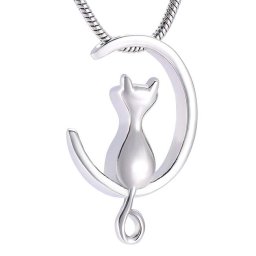 RVS ashanger Zittend Katje Zilver, inclusief Slangencollier