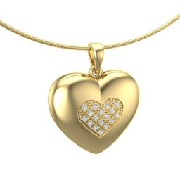 Bicolor Gouden Ashanger Mooi Hart met 17 Diamantjes