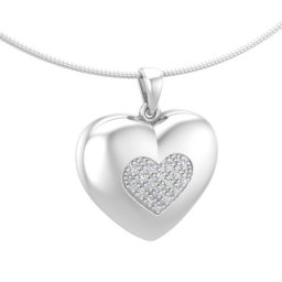 Witgouden Ashanger Mooi Hart, met 17 Diamantjes