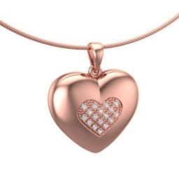 Rozegouden Ashanger Mooi Hart met 17 Diamantjes