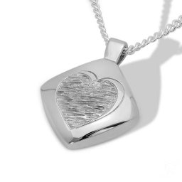 Zilver Gedenksieraad Ruit met Golvend Hart