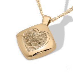 Gouden Gedenksieraad Ruit met golvend Hart