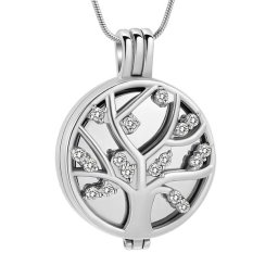 RVS Ashanger Levensboom Zilver Zirkonia, inclusief Collier