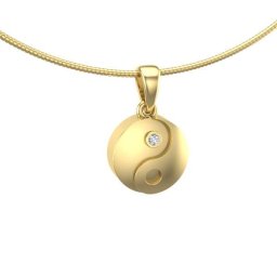 Gouden Ashanger Yin Yang met Diamant