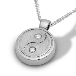 Zilveren Ashanger Yin Yang met 2 Zirkonia's