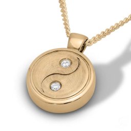 Gouden Ashanger Yin Yang met 2 Briljanten