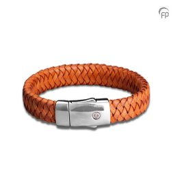 Lichtbruine Leren Embrace As-Armband, Zilveren Asruimte