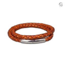 Lichtbruine Leren Embrace Armband, Zilveren Asruimte