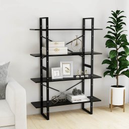 vidaXL Boekenkast met 4 schappen 100x30x140 cm bewerkt hout zwart