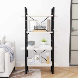 vidaXL Boekenkast met 4 schappen 80x30x140 cm massief grenenhout wit