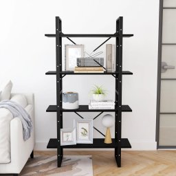vidaXL Boekenkast met 4 schappen 80x30x140 cm massief grenenhout zwart