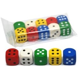 Gekleurde Houten Dobbelstenen - 25mm (10 stuks)