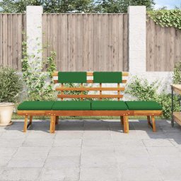 vidaXL Tuinbank met kussens 2-in-1 190 cm massief acaciahout