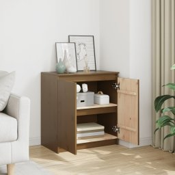 vidaXL Bijzetkast 60x36x65 cm massief grenenhout honingbruin